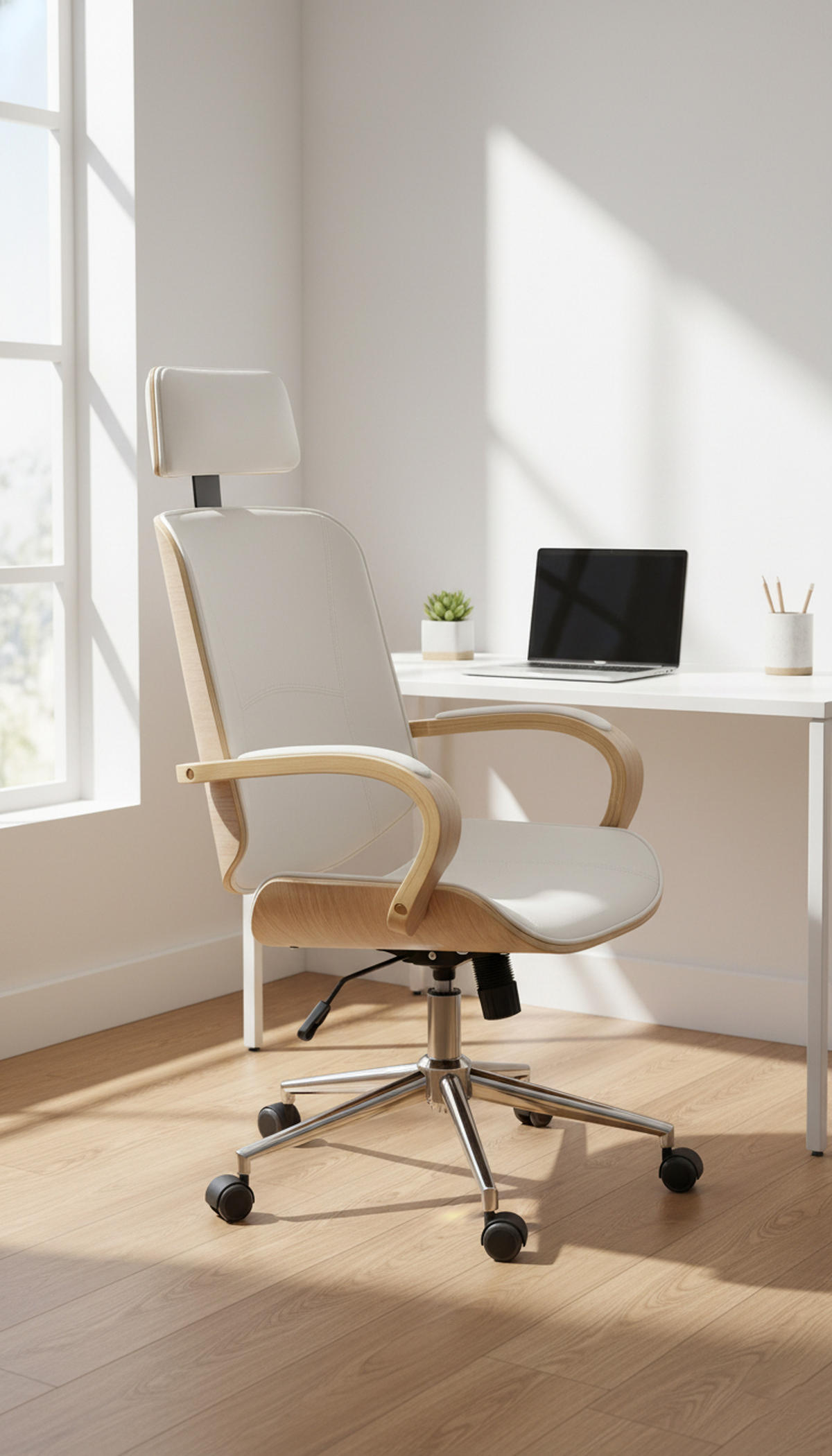 BÜROSTUHL Daytona natura/weiß - Chromfarben/Weiß, Metall (70/125/70cm) - TPFLiving