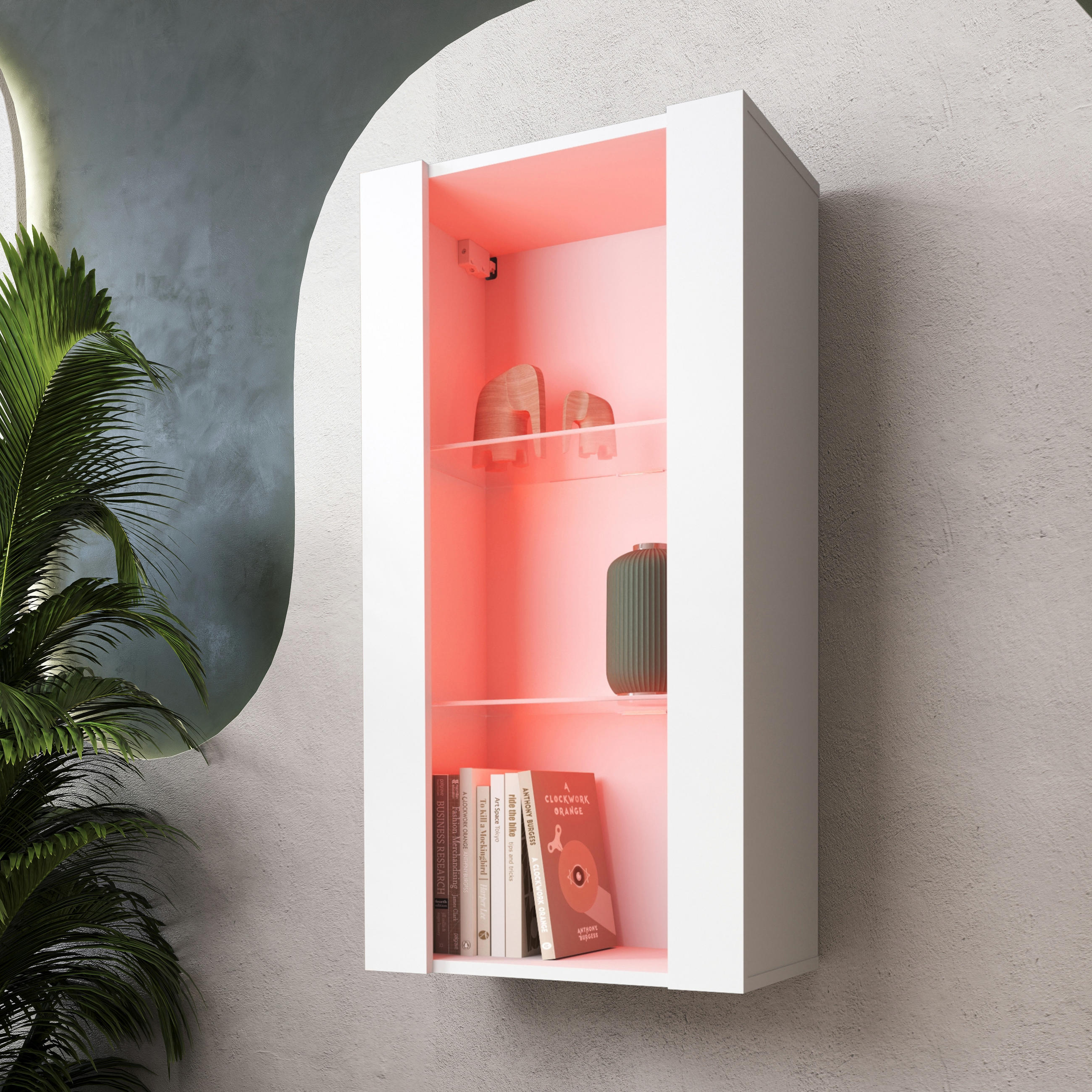 HÄNGEVITRINE TIVOLI Vertical 100, Weiss, LED Mehrfarbige - Weiß, Glas/Holzwerkstoff (50/100/29.5cm) - Komodee