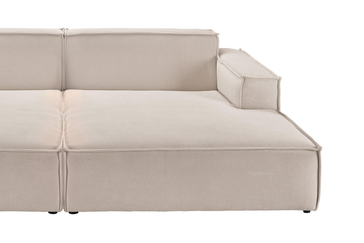 BIG SOFA SAMU Beige Cord - Beige/Schwarz, Textil (256/72/168cm) - KAWOLA