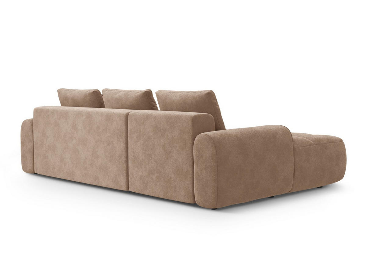 AUSKLAPPBARES-ECKSOFA links mit Container Linz aus Samt dunkelbeige 3 Sitzplätze - Mokka, Textil (142/275cm) - Cosmopolitan Design