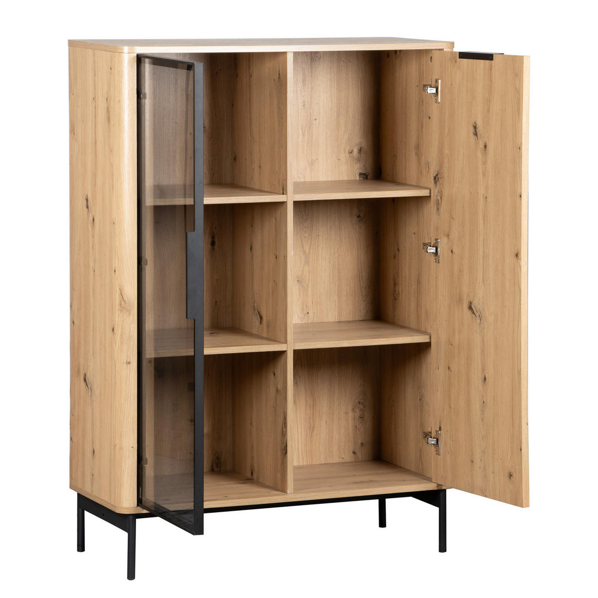 HIGHBOARD - Eiche Dekor / Schwarz - Eichefarben/Schwarz, Holzwerkstoff/Metall (89/128/40cm) - home24