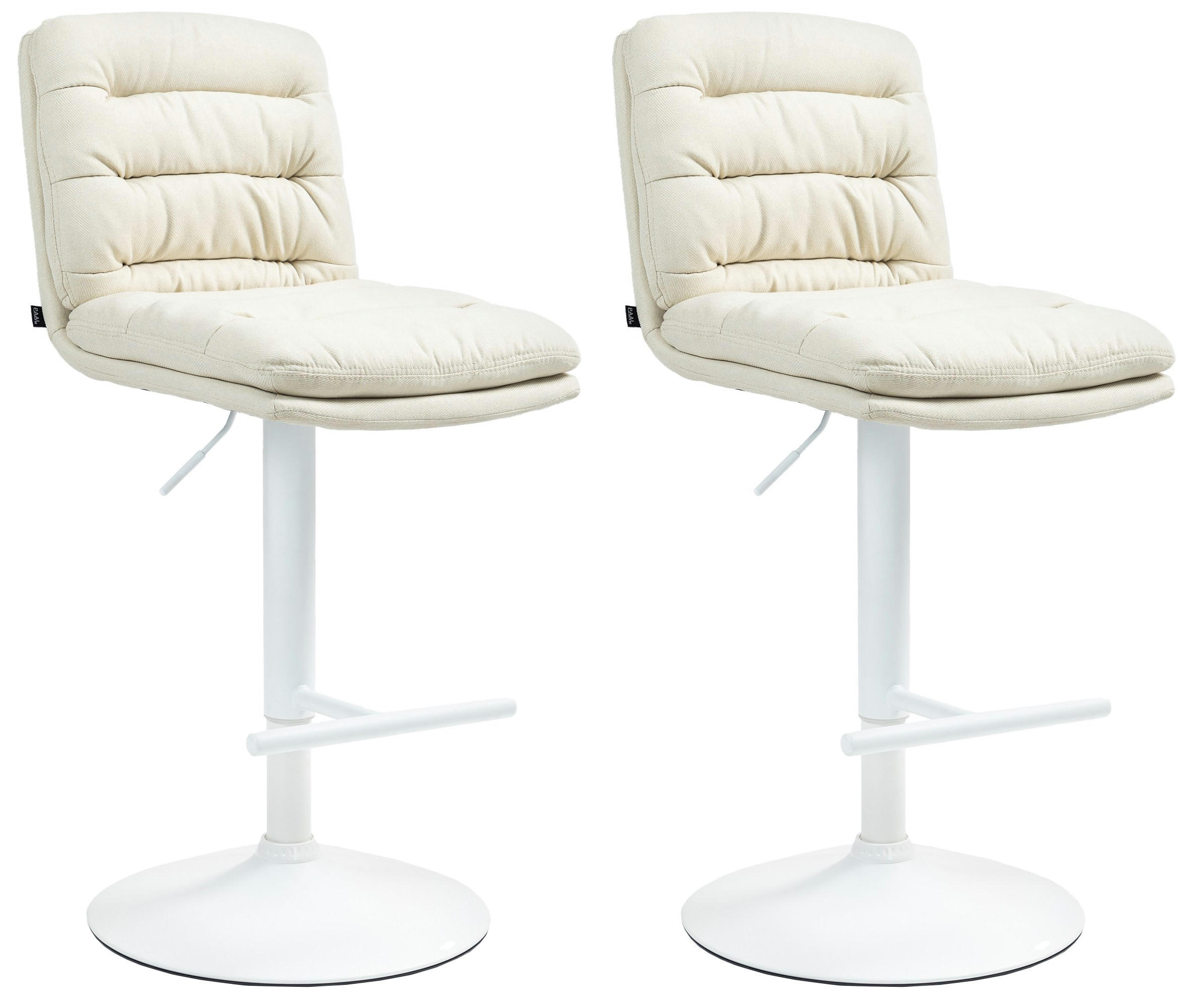 BARHOCKER 2er Set Stoff creme - Creme/Weiß, Textil/Metall (42/94/56cm) - CLP