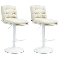 BARHOCKER 2er Set Stoff creme - Creme/Weiß, Textil/Metall (42/94/56cm) - CLP
