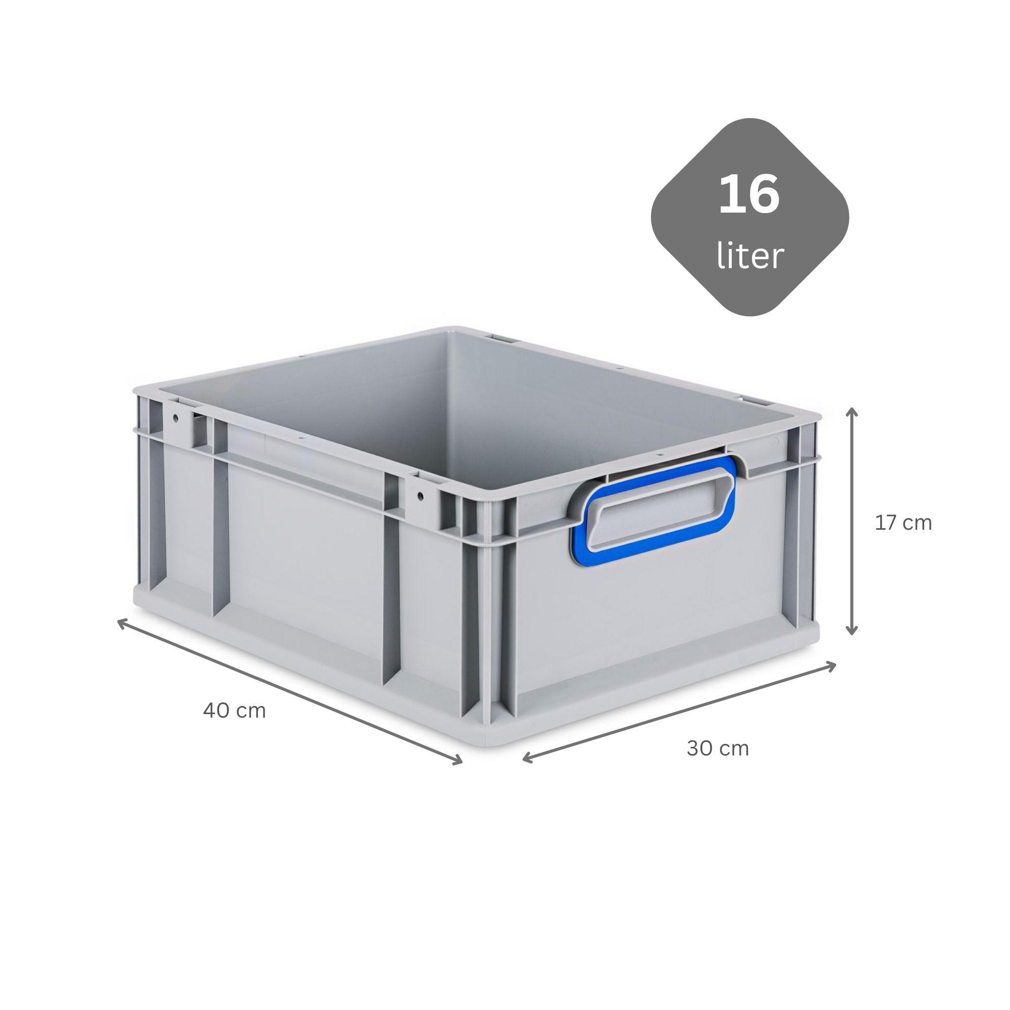 EUROBOX 5x Nextgen Color 17x30x40cm 16 Liter Griffe Blau Geschlossen - Blau, Kunststoff (30/17/40cm) - PROREGAL