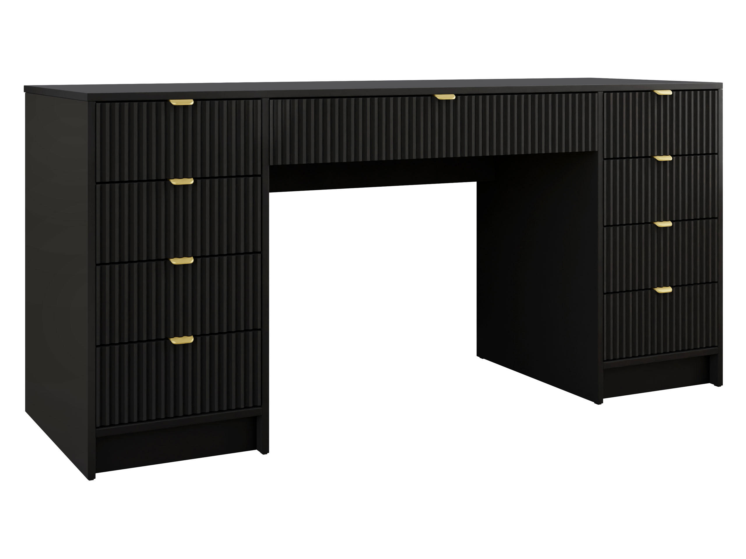 SCHREIBTISCH Tireno Bis - Goldfarben/Schwarz, Holzwerkstoff/Metall (55/154/76cm) - MIRJAN24