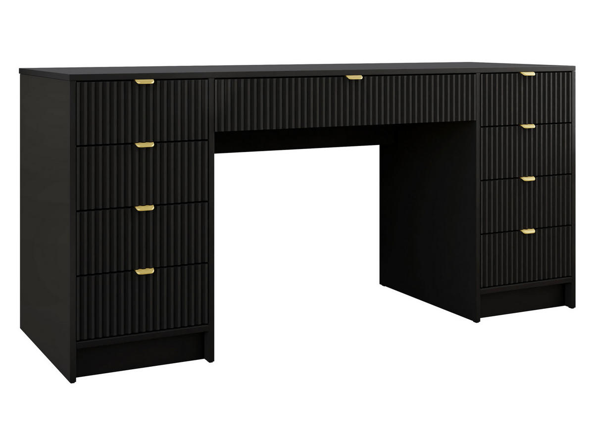 SCHREIBTISCH Tireno Bis - Goldfarben/Schwarz, Holzwerkstoff/Metall (55/154/76cm) - MIRJAN24