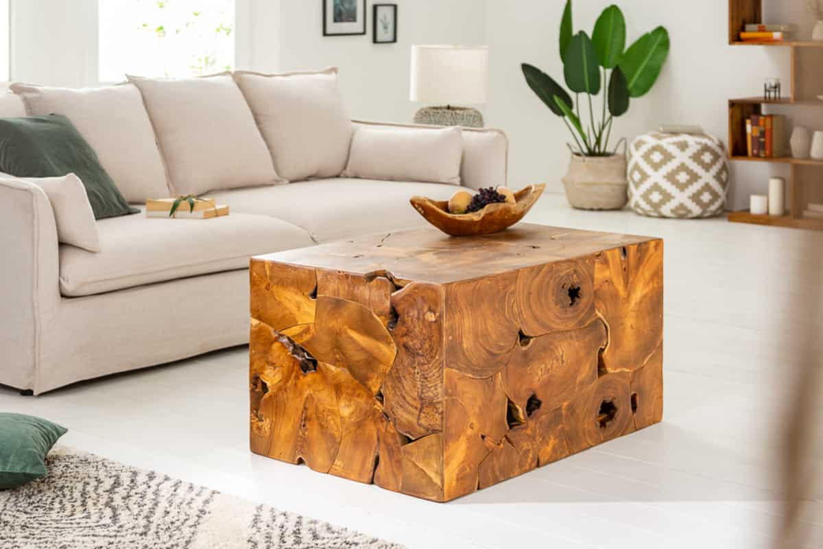 COUCHTISCH SQUARE Teakholz quadratisch Natur 90cm - Braun, Holz (60/90/50cm) - riess-ambiente