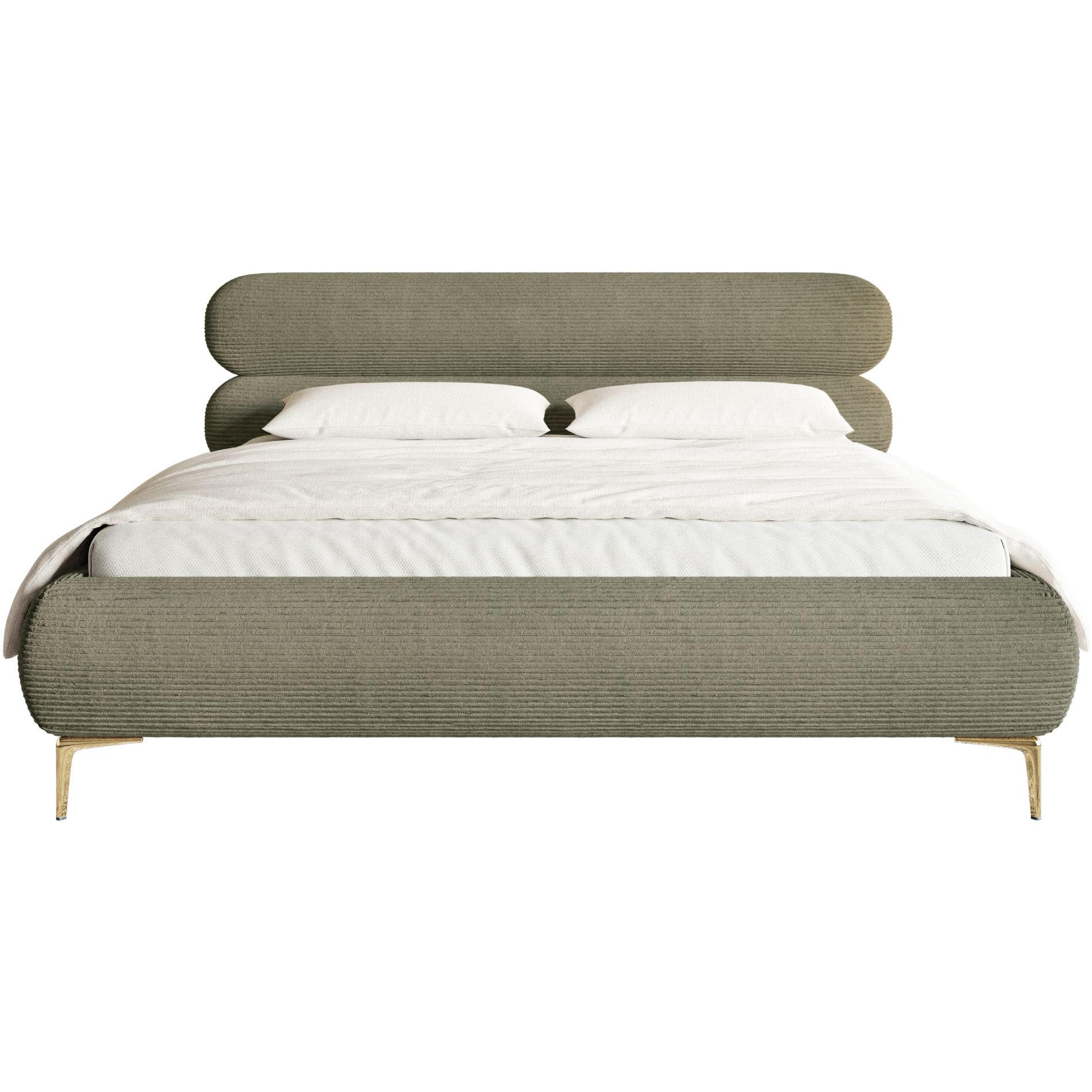 POLSTERBETT Roule Cord Olivgrün 160x200 cm - Goldfarben/Olivgrün, Textil/Metall (160/200cm) - Selsey