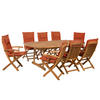 GARTENMÖBEL SET 8-Sitzer Akazienholz hellbraun Auflagen terracotta Maui - Hellbraun/Rot, Holz - Beliani