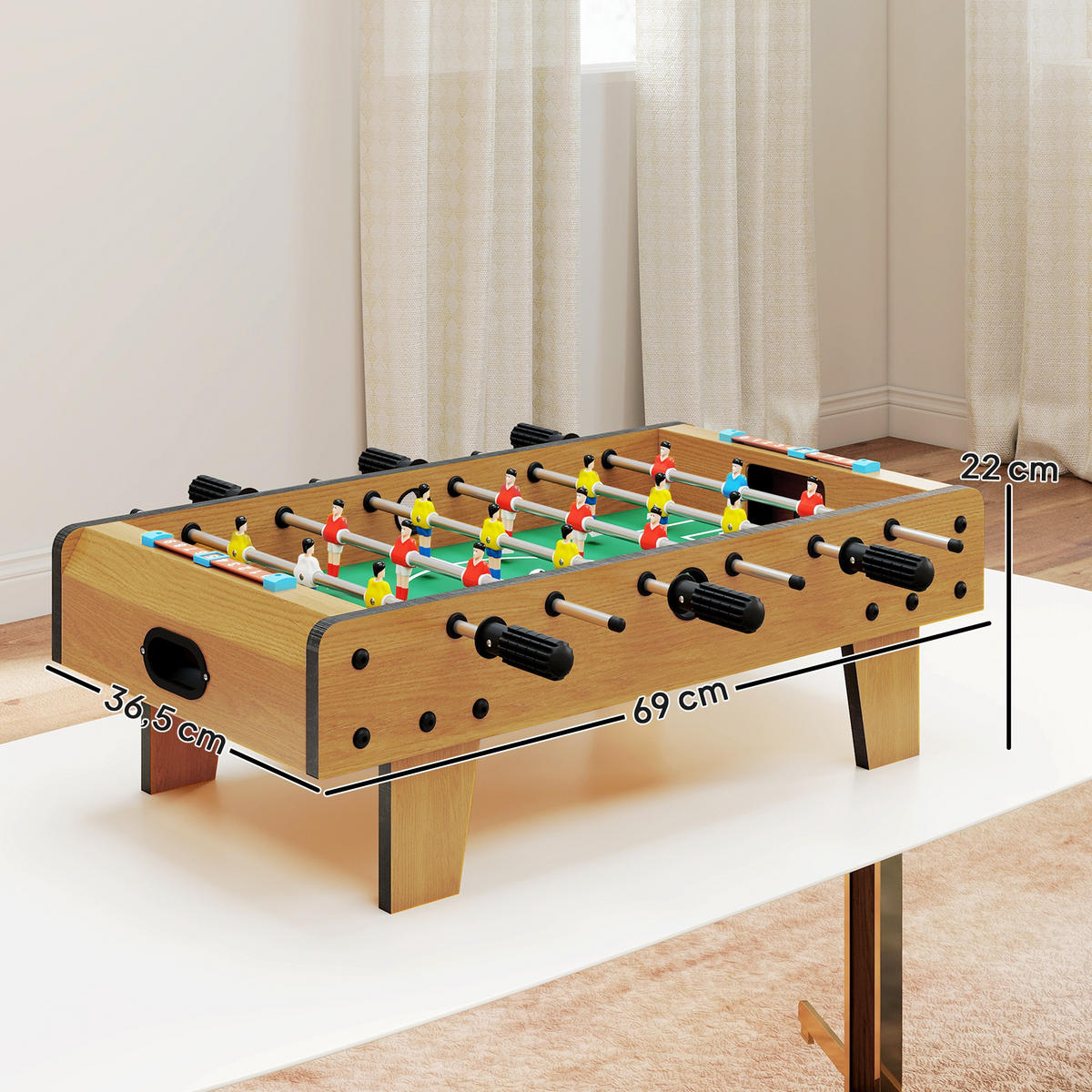 TISCHFUSSBALL DE-10818 kompakt mit Scoreboards Braun - Naturfarben, Holzwerkstoff (36.5/69cm) - ComfortXL