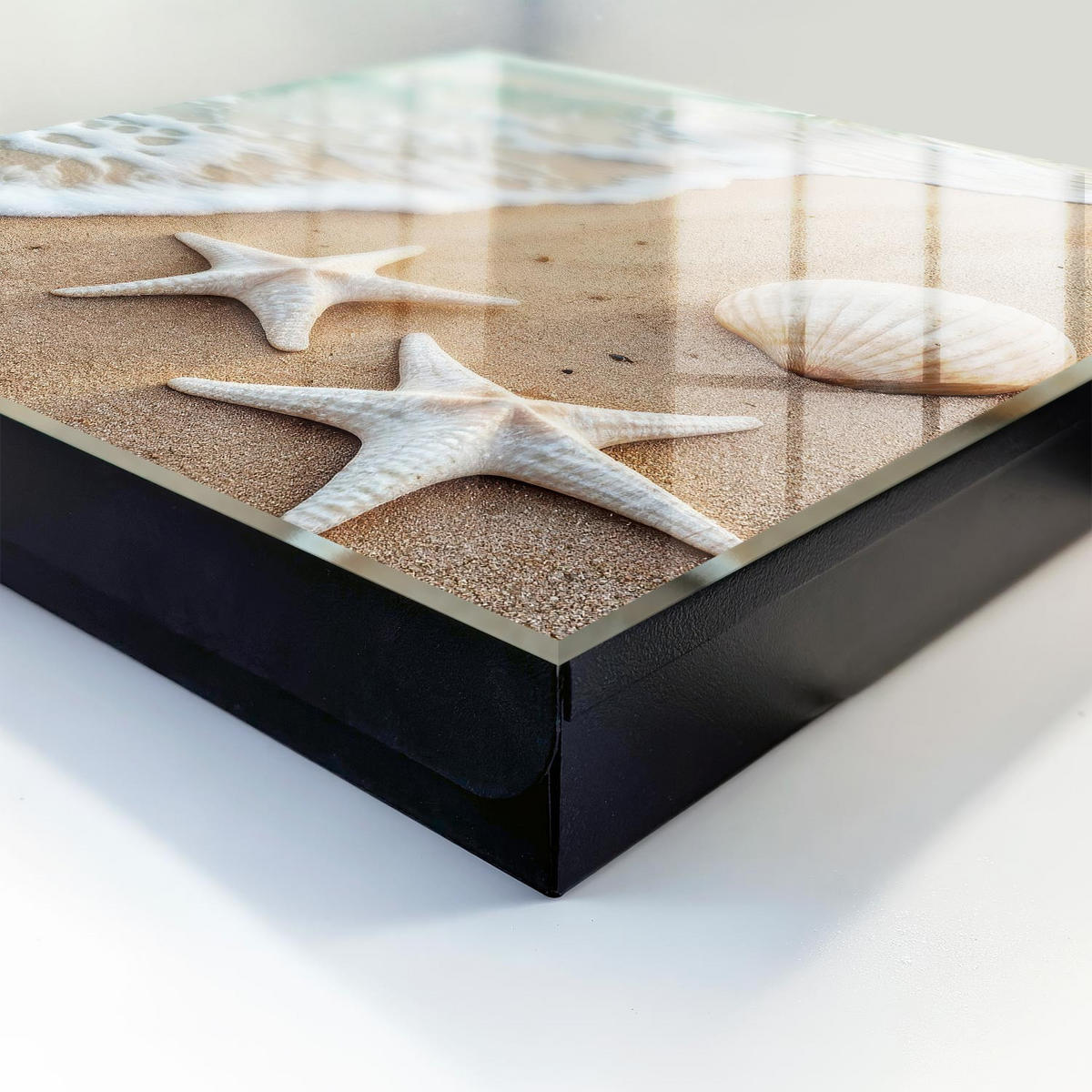 SCHLÜSSELBOX Schwarz 30x30 cm- Türöffnung nach rechts - Strandparadies - Beige, Metall (30/30/5cm) - TULUP