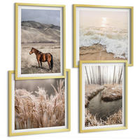 BILDER SET 4er Set - 50x50 cm & 40x60 cm Goldrahmen - Pferdelandschaft Seegraswald - Goldfarben, Kunststoff (50/50cm) - TULUP
