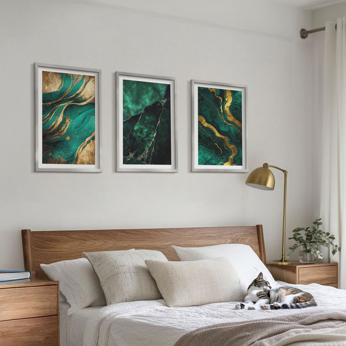 BILDER SET 3er Set - 40x60 cm Silberner Rahmen - Elegante Steinmuster - Silberfarben, Kunststoff (40/60cm) - TULUP