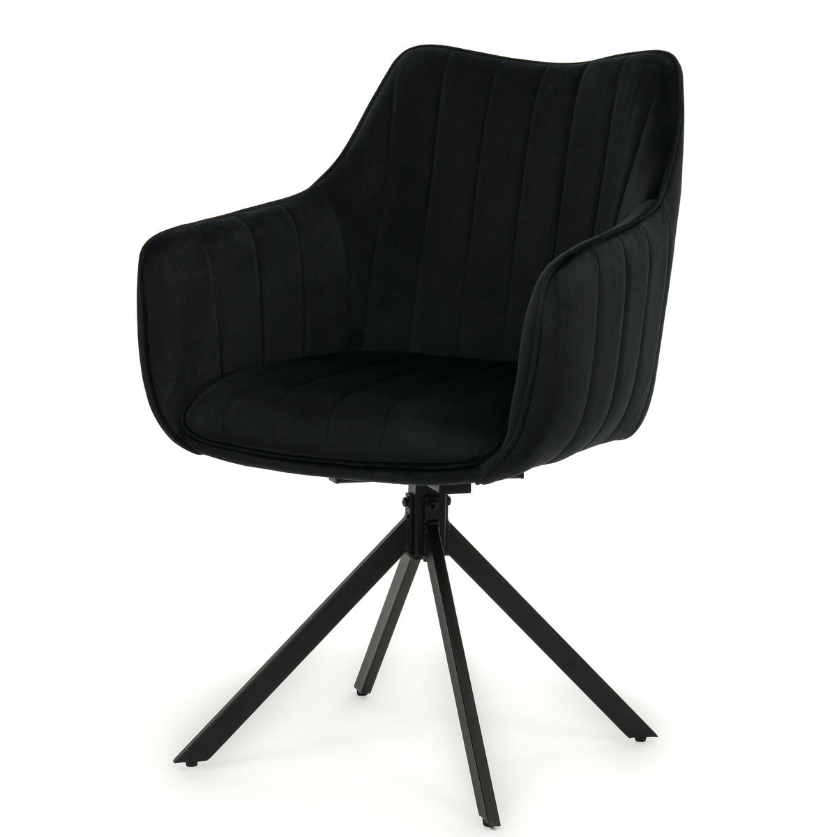 STUHL PIANO drehbar gepolsterter mit Steppung - schwarz - Velour - Schwarz, Textil/Metall (59/88/61cm) - NEW HOME