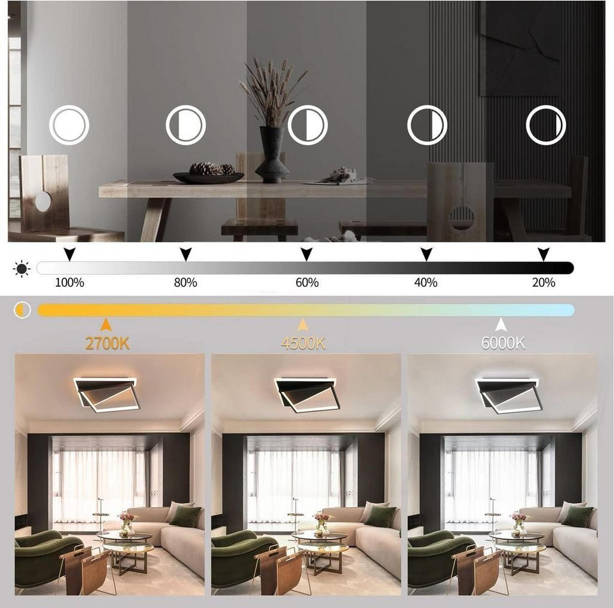 LED-DECKENLEUCHTE Alexander 35/35/5.5 cm - Schwarz, Metall (35/35/5.5cm) - Nettlife