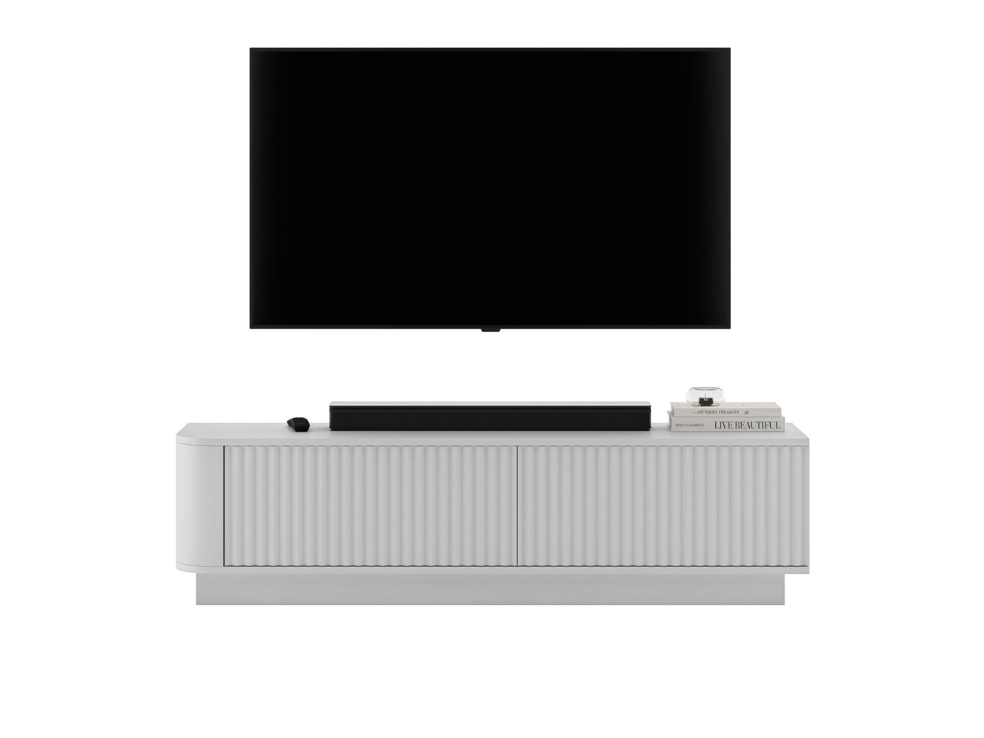 TV komoda Aurora matná biela 140 cm s podstavcom - biela, kompozitné drevo (140/37/35cm) - Meble Lindner