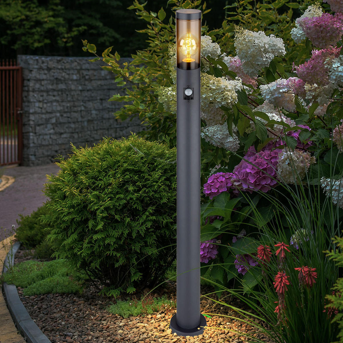 LED STEHLEUCHTE BOSTON Anthrazit Edelstahl - Anthrazit, Metall (12.7/12.7/110cm) - Globo Lighting