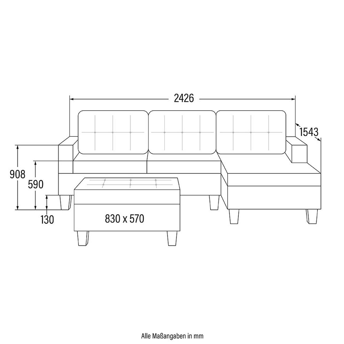 SOFA ROM - Farbe: Braun - Braun, Kunststoff (242.6/154.3cm) - Home Deluxe
