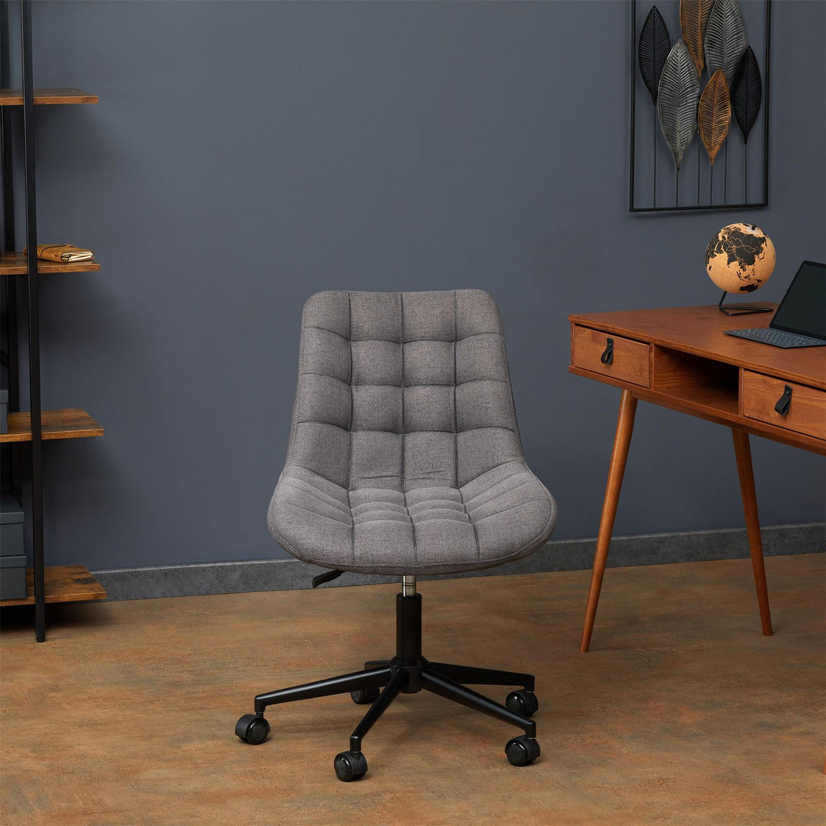 DREHSTUHL TALIA - Dunkelgrau, Textil (53/89/61cm) - IDIMEX