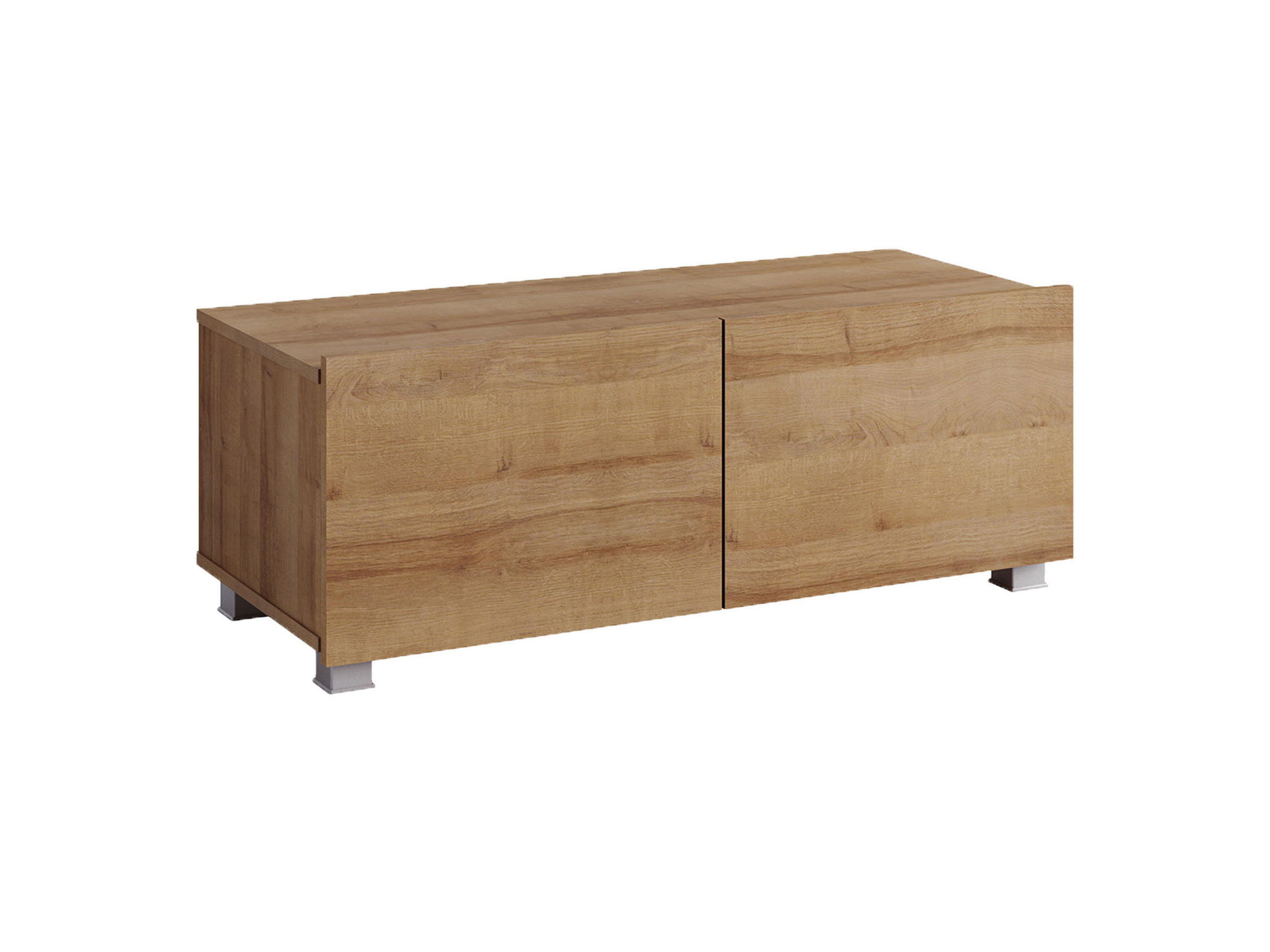 RTV-SCHRANK Bird Goldene Eiche, zweitüriger TV-tisch - Eichefarben/Silberfarben, Holzwerkstoff (100/37/43cm) - Bettso