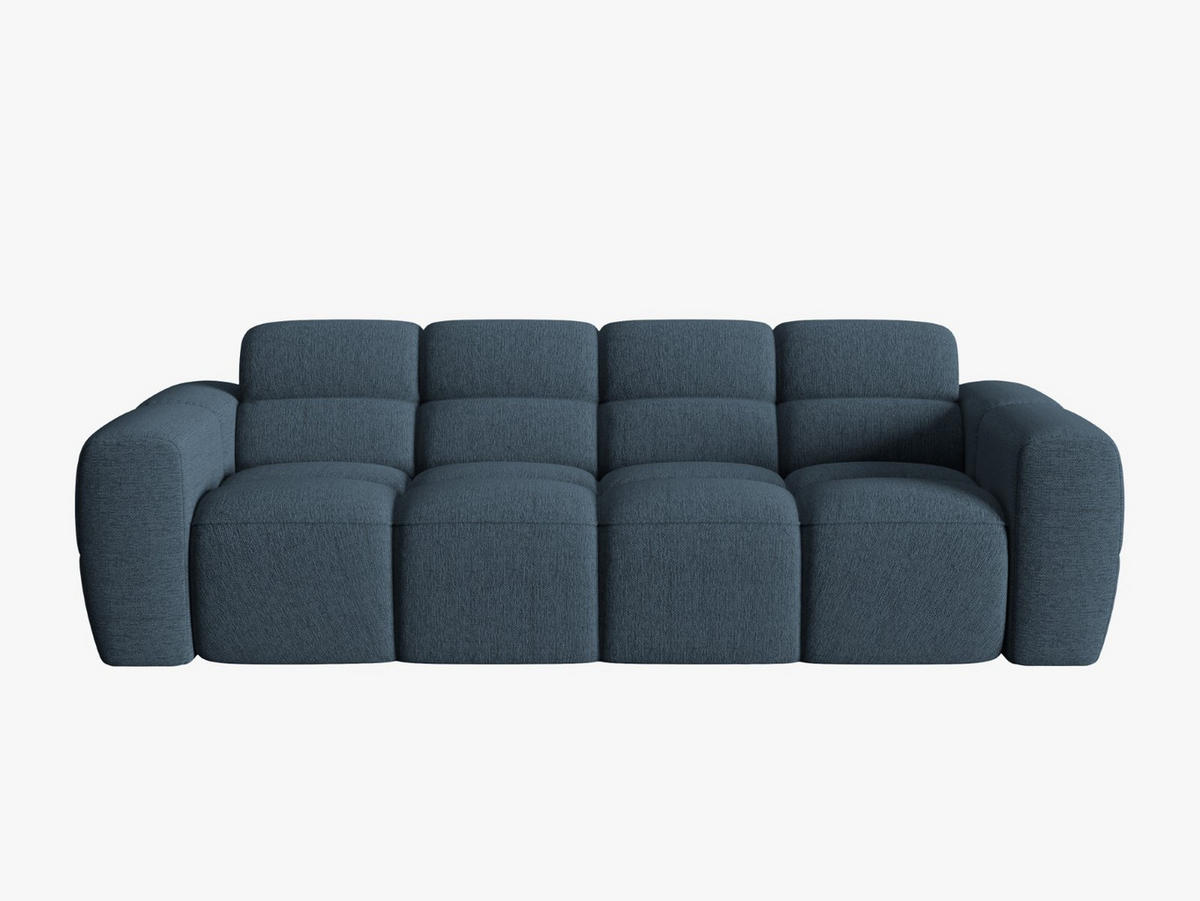 SOFA Lisa aus strukturiertem Stoff dunkelblau 4 Sitzplätze - Dunkelblau, Textil (256/77/101cm) - Micadoni