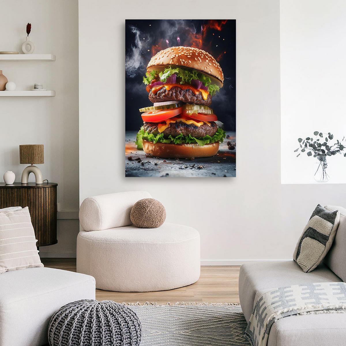 LEINWANDBILD Burger-Food-Restaurant 40x60cm - Braun, Textil (40/60cm) - Feeby