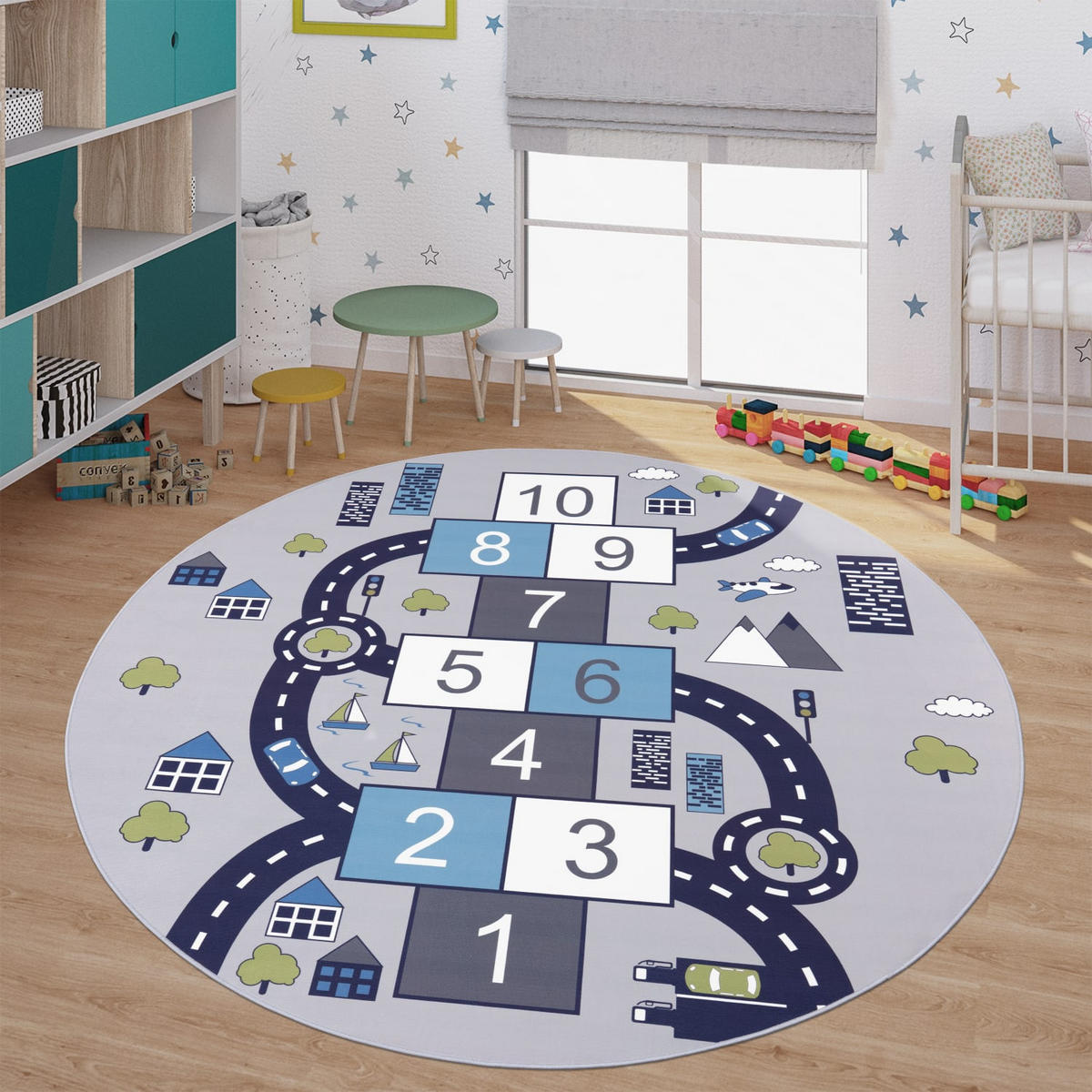 KINDERTEPPICH Grau Ø 200 cm - Grau, Kunststoff (200/200cm) - TT Home