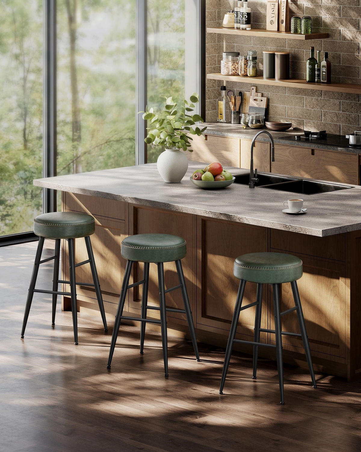 BARHOCKER LIBREVILLE 2ER-SET - Grün, Metall (49.5/63/49.5cm) - Hansiro