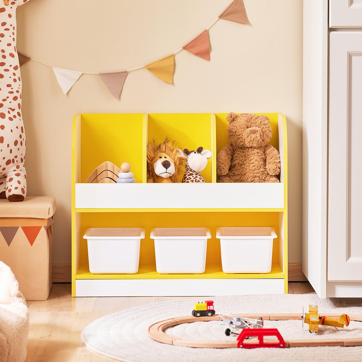 KINDERREGAL Weiß-Gold - Goldfarben/Weiß, Holzwerkstoff (70/58/30cm) - SoBuy