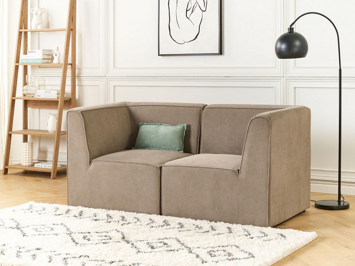 2-SITZER-SOFA Cord taupe Lemvig - Taupe, Textil (166/78/83cm) - Beliani