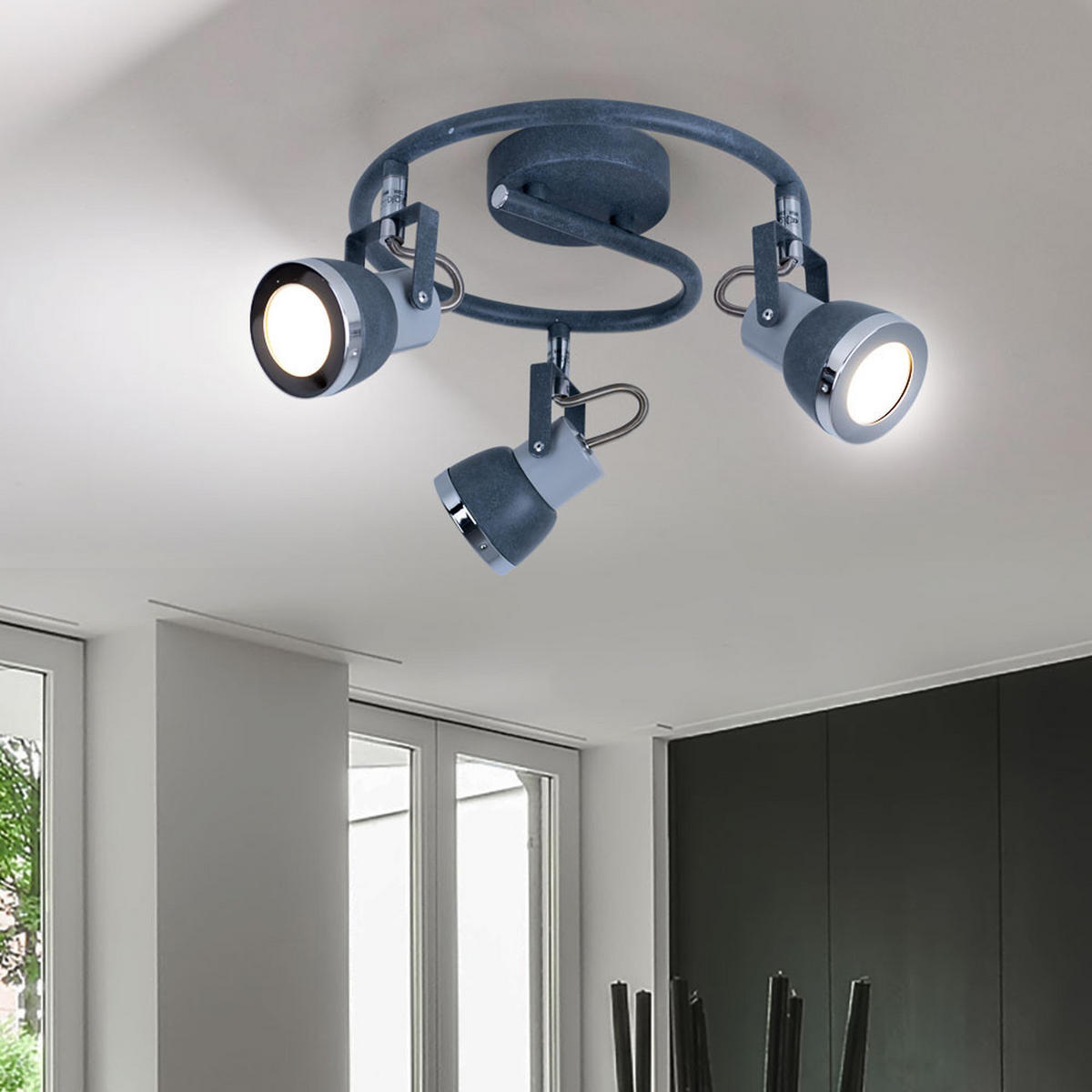 LED DECKENLEUCHTE Spotleuchte Metall Steingrau - Grau, Metall (25.5/25.5/16cm) - Globo Lighting