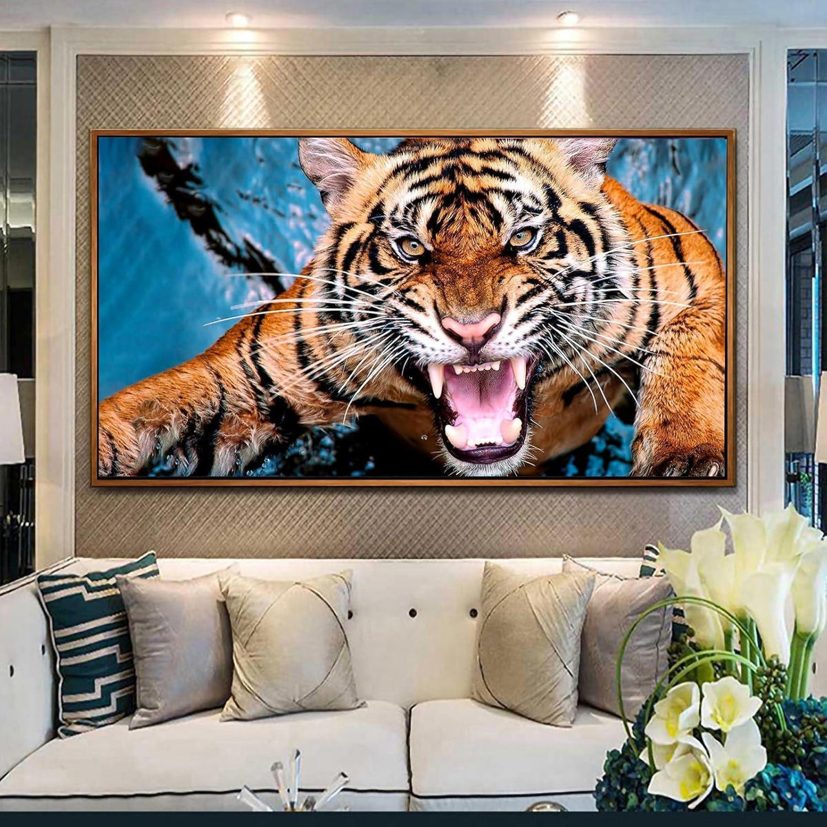 DIAMOND Painting Set Tiger 100x40cm - Multicolor, Papier (40/0.5cm)