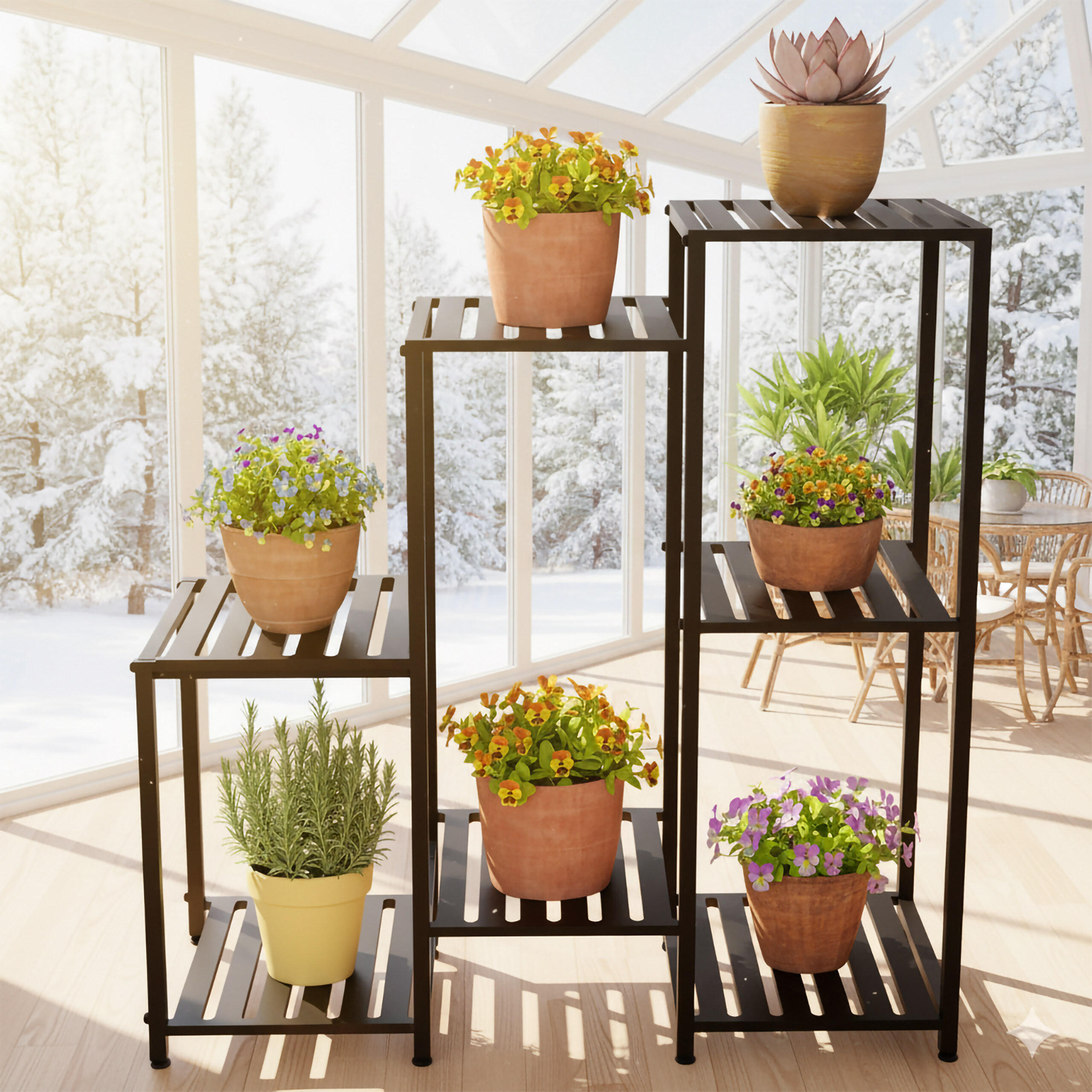 BLUMENREGAL - Schwarz, Metall (80/81/28.5cm) - Relaxdays