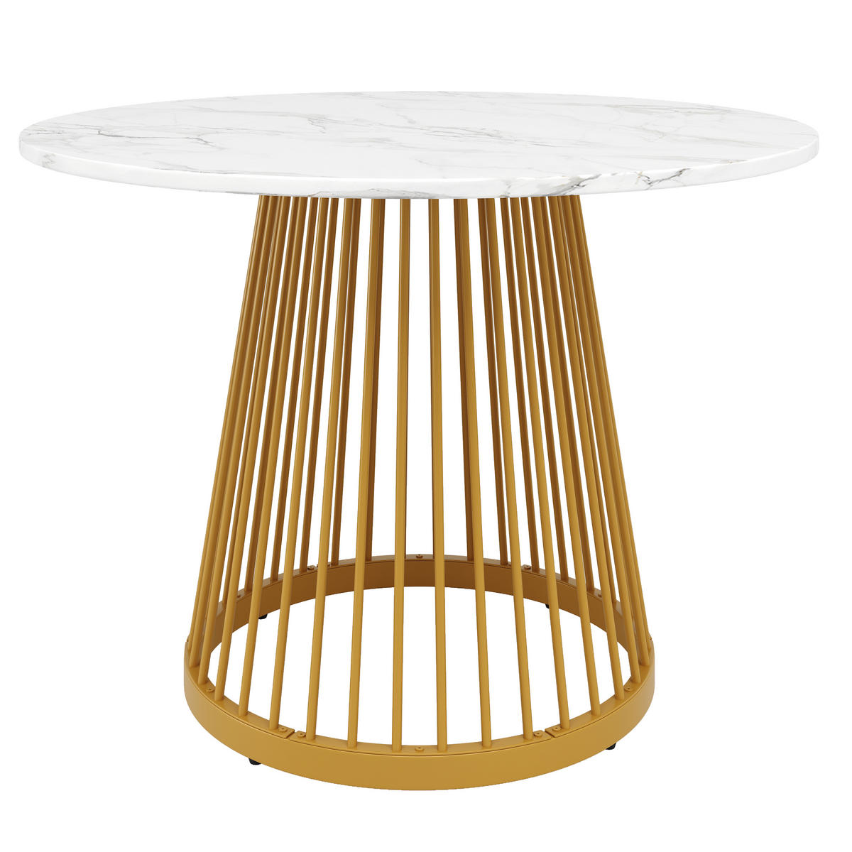 ESSTISCH 80x80x76 cm in Gold und Weiß aus MDF mit Marmoroptik - Weiß, Holzwerkstoff (80/80/76cm) - Modfu