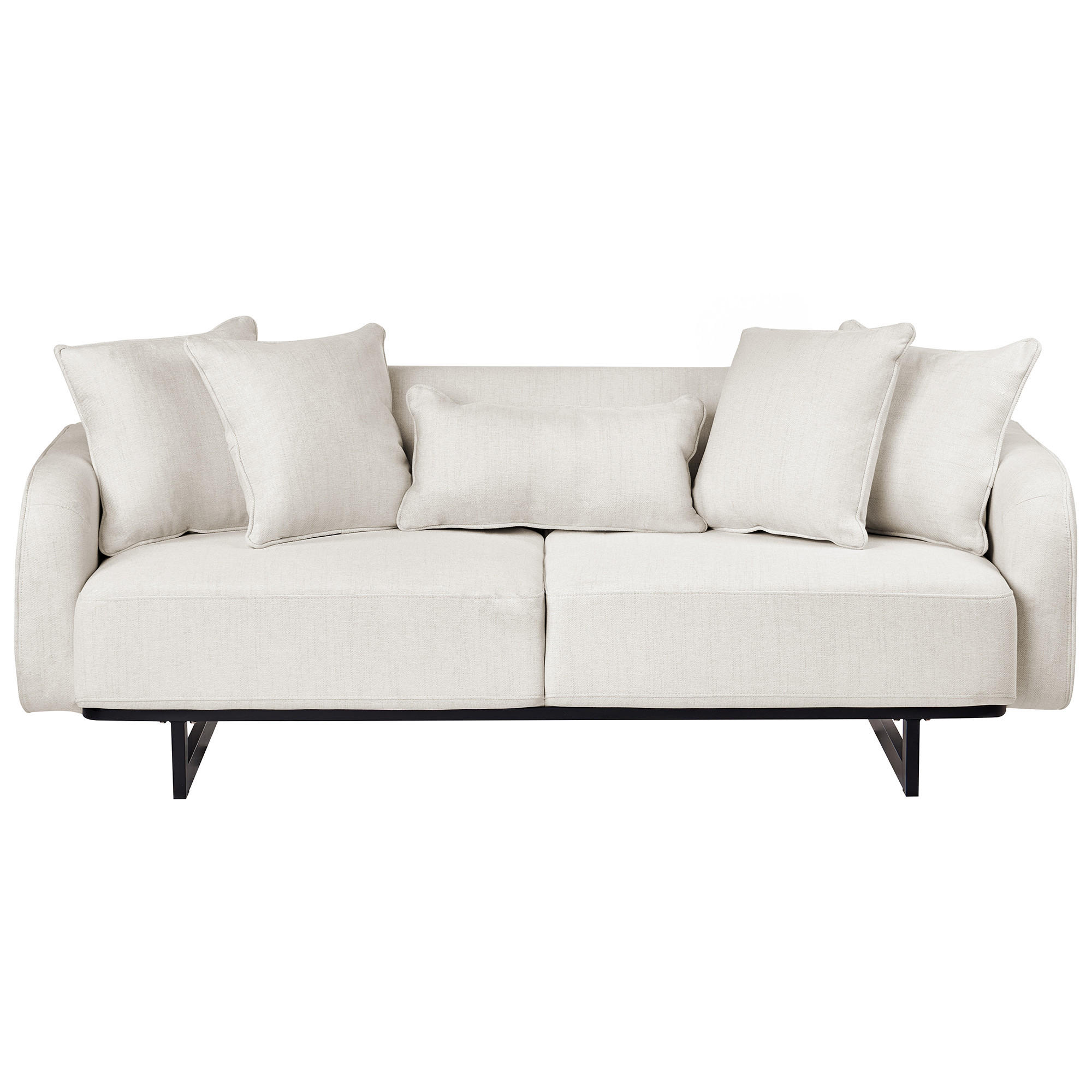 3-SITZER-SOFA Stoff Cremeweiß Svanek - Creme, Textil (196/77/85cm) - Beliani