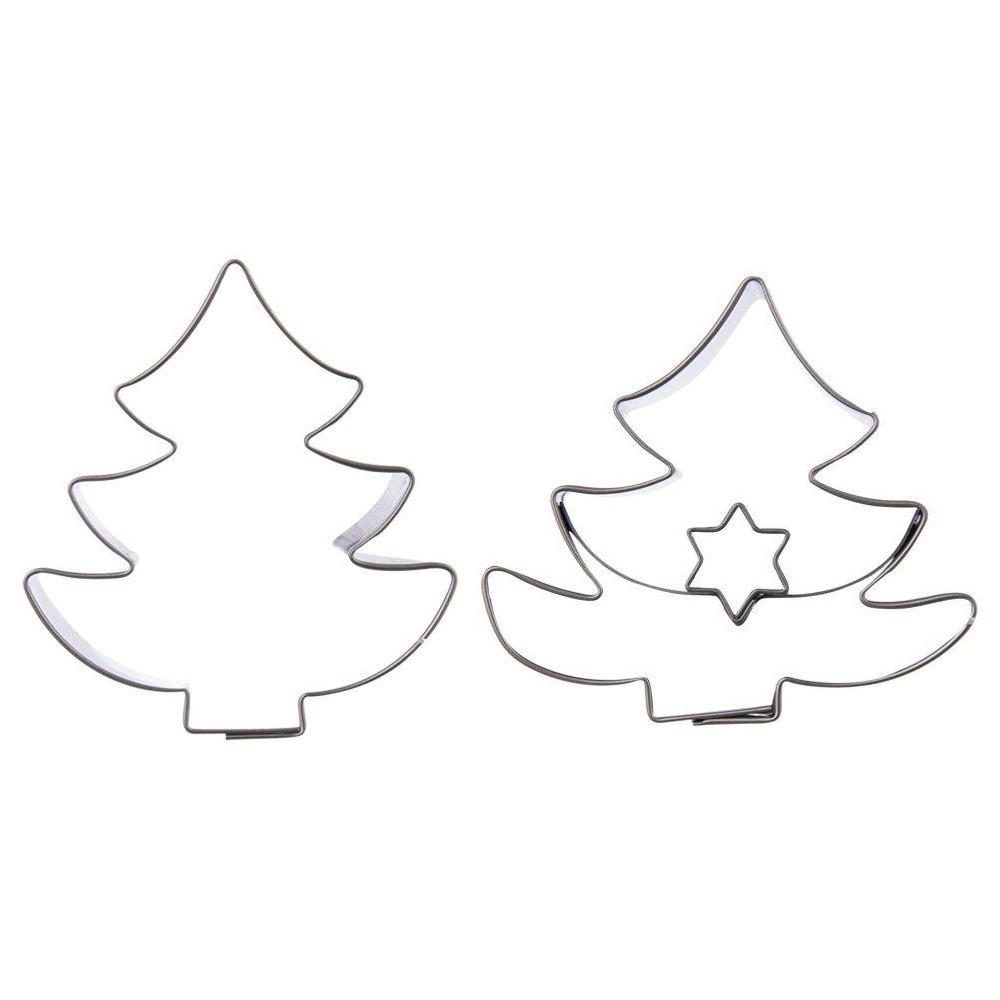 AUSSTECHFORM-SET Tannenbaum 2-teilig Silber - Silberfarben, Metall (4/1.5/4.5cm) - Orion 