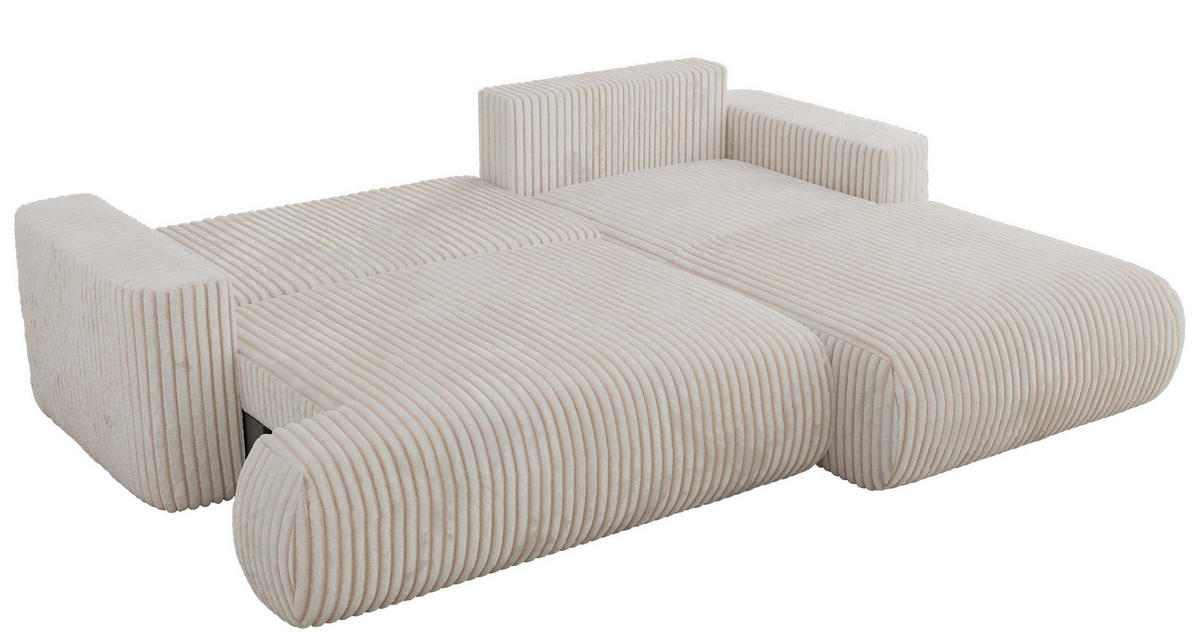 ECKSOFA OVO L Beige Cord - Rechts Seite - Beige/Schwarz, Kunststoff/Textil (195/271cm) - MKS