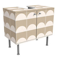 WASCHBECKENUNTERSCHRANK Fliesen mit Halbkreisen Beige 60/55/35 cm - Beige, Holzwerkstoff (60/55/35cm) - Bilderwelten