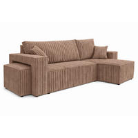 ECKSOFA Mit Schlaffunktion Und Pouf, Cordstoff Tilia, Braun, Rechts, Best L Mit Pouf - Braun, Holz (244/145cm) - Kaiser Möbel