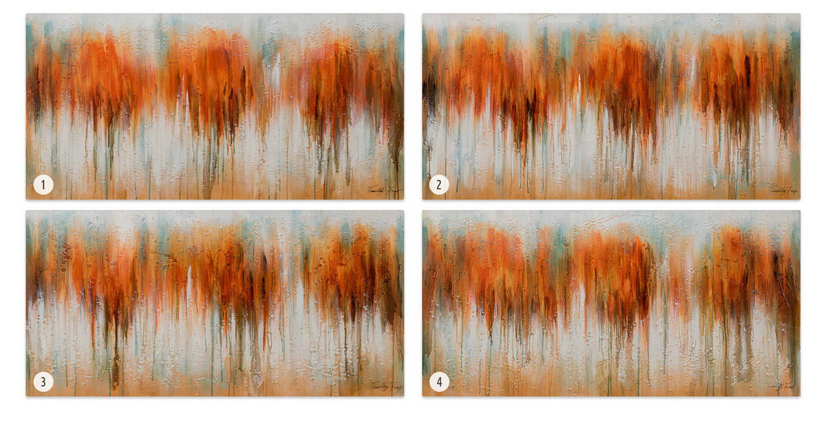 ACRYLBILD HANDGEMALT 120/60 cm - Orange/Grün, Holz/Textil (120/60cm) - KUNSTLOFT