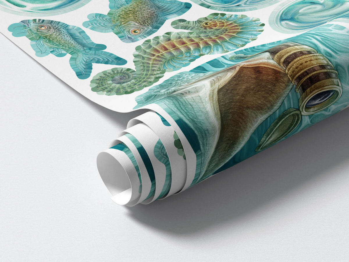 WANDAUFKLEBER 80x77cm - Unterwasserwelt - Multicolor, Kunststoff (80/77/0.1cm) - Wallfluent