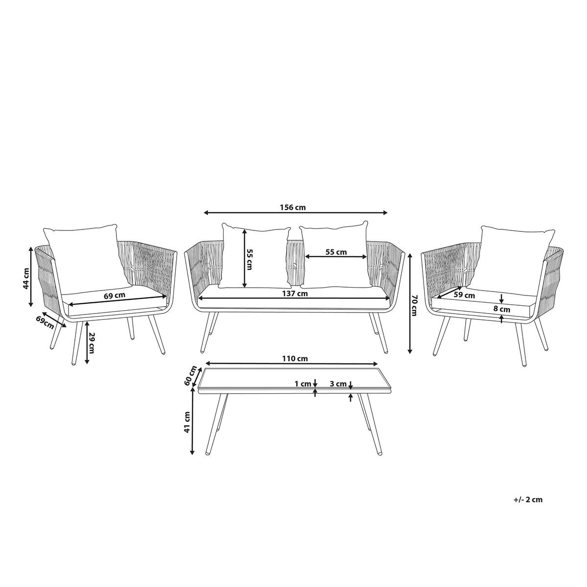 LOUNGE-SET 4-sitzer Rattan Weiß Ragusa - Weiß, Kunststoff - Beliani