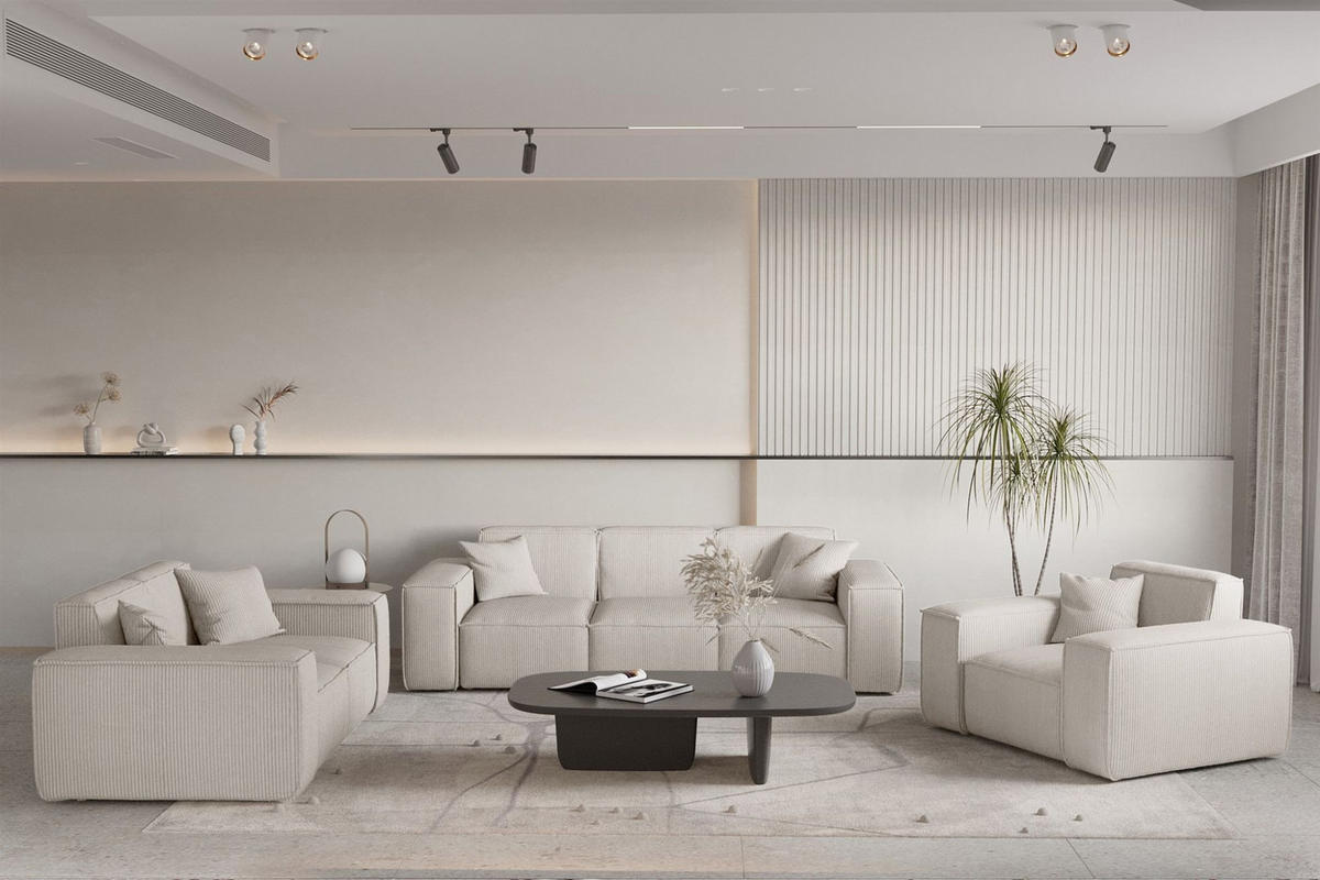 SOFA Celes Premium 2-sitzer Stoff Scala - Beige, Holzwerkstoff/Textil (186/73/88cm) - Fun Möbel