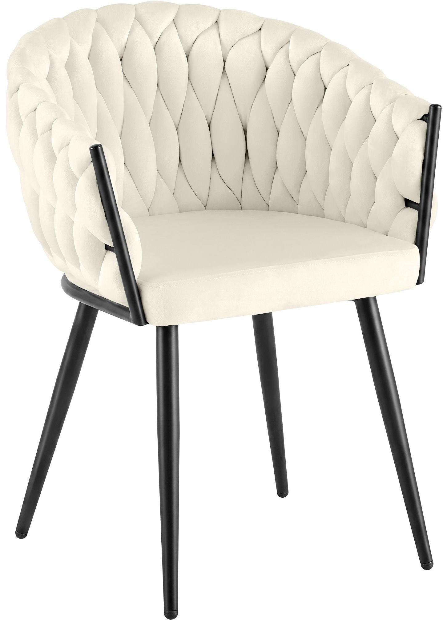 ARMLEHNENSTUHL Samt Creme - Creme/Schwarz, Textil/Metall (58/80/57cm) - CLP