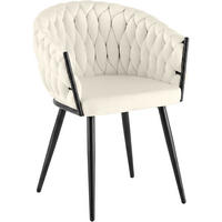 ARMLEHNENSTUHL Samt Creme - Creme/Schwarz, Textil/Metall (58/80/57cm) - CLP