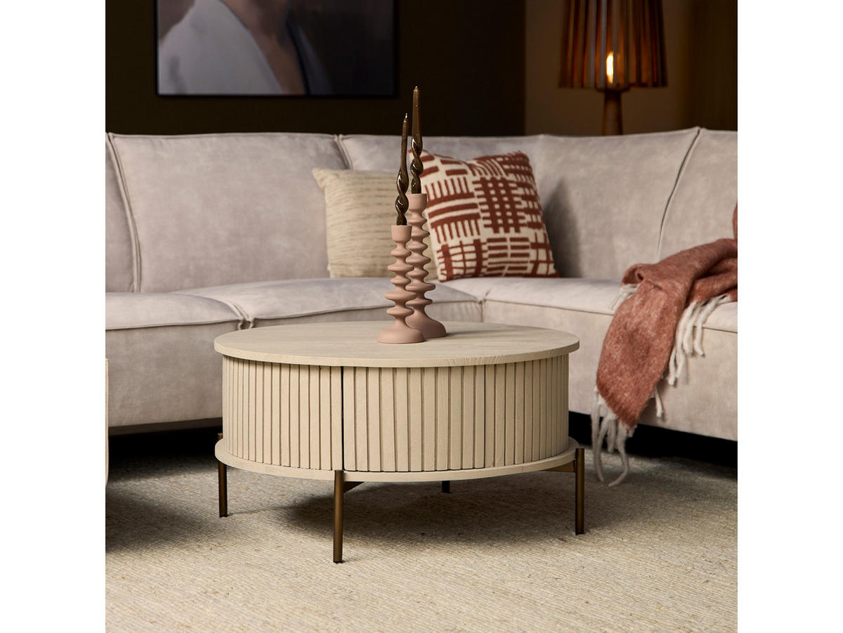 COUCHTISCH Dimora Mangoholz 80 cm / 80 cm Sand - Sandfarben, Holz (80/80/40cm)