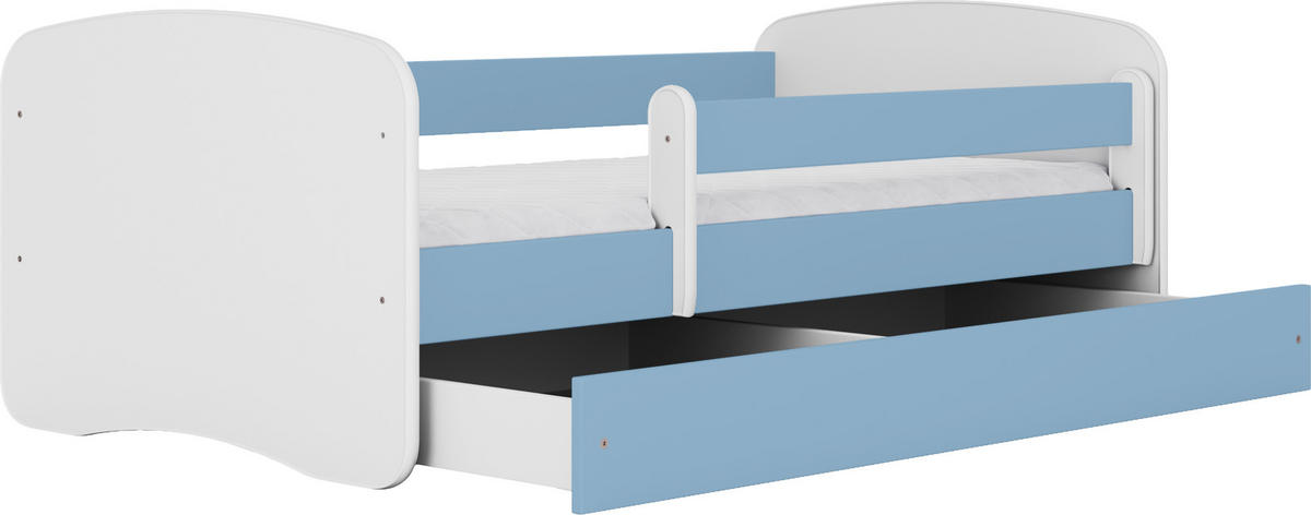KINDERBETT Emily mit Schublade und Matratze, Blau 70x140 cm - Blau/Weiß, Holzwerkstoff (140/70cm) - WFL GROUP