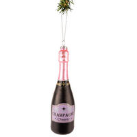 WEIHNACHTSKUGEL Champagnerflasche 17 cm - Schwarz, Glas (5/17/1cm)