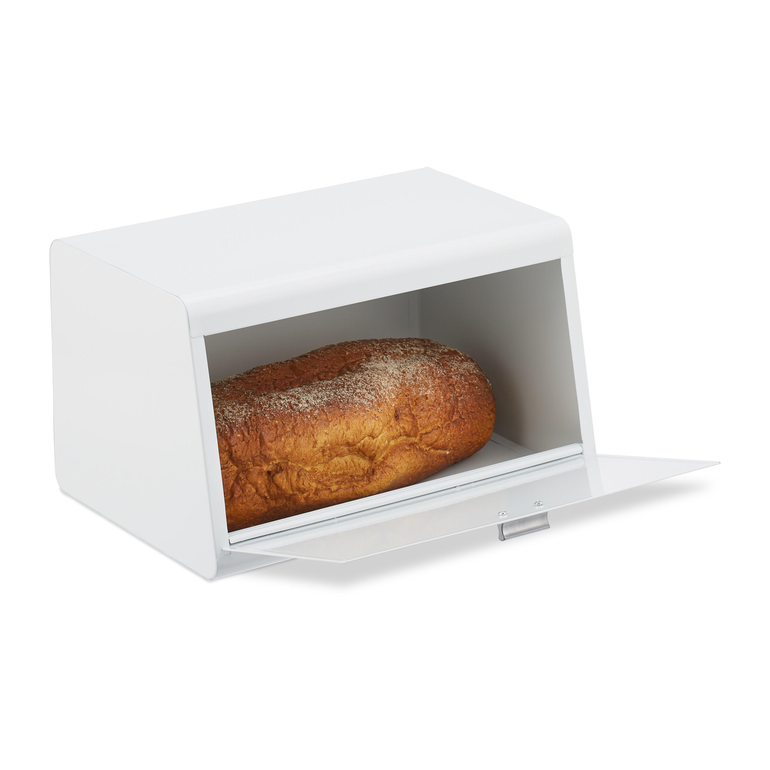 BROTKASTEN - Weiß, Metall (34.5/20.5/23.5cm) - Relaxdays