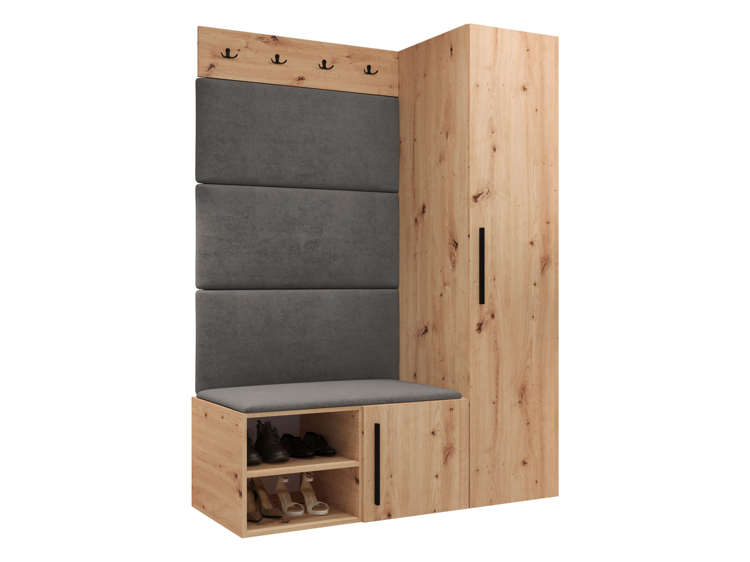 GARDEROBEN-SET Medi II - Schwarz/Eiche Artisan, Holzwerkstoff/Kunststoff (40/191/50cm) - MIRJAN24